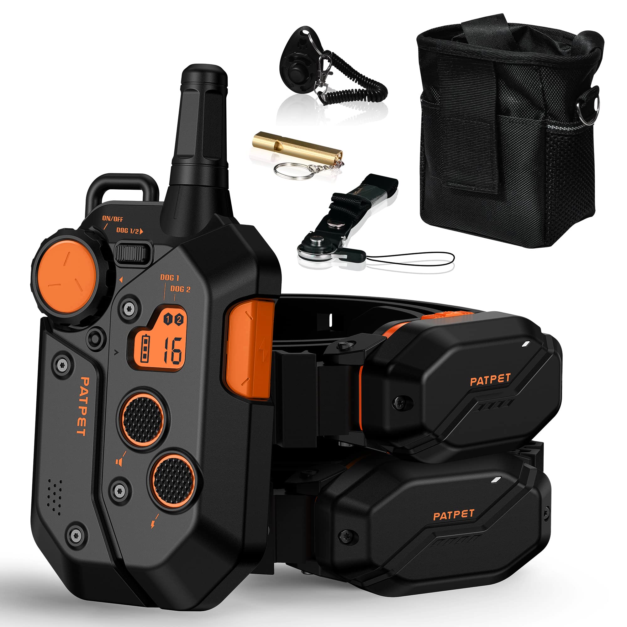 PATPET 3/4 Mile Range Dog Training Collar with Remote for Medium Large Dog, 15-150lbs Dog Shock E Collar 2 Packs