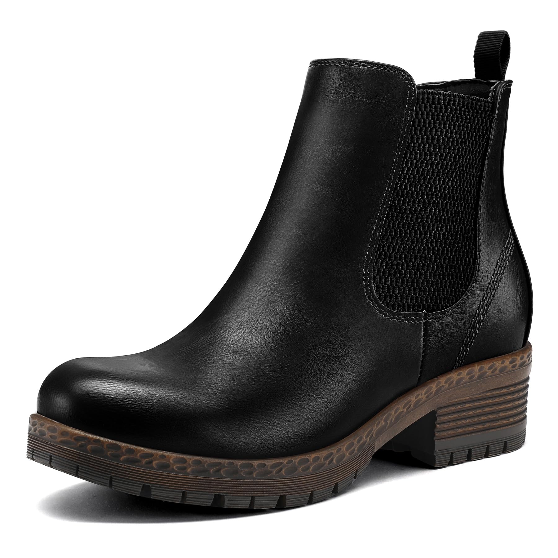 mysoft Womens Chelsea Ankle Boots Side Zipper Chunky Block Low Heel Booties Lug Sole Short Boots