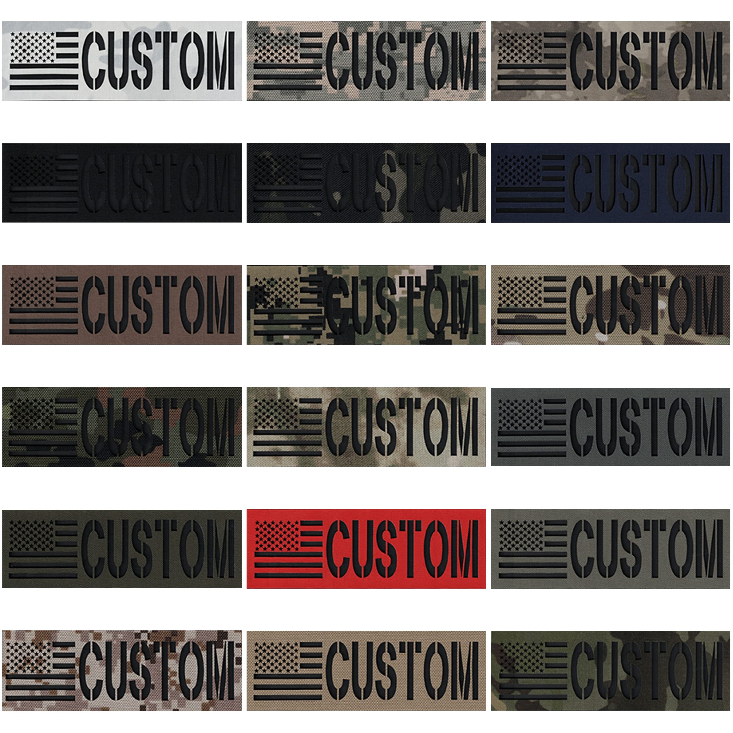XINBAIQU Custom Laser Cut Patch IR IFF Infrared Reflection15cm*5cm,25cm*10cm cmName Tapes,US American Flag,Back Patch Hook and Loop