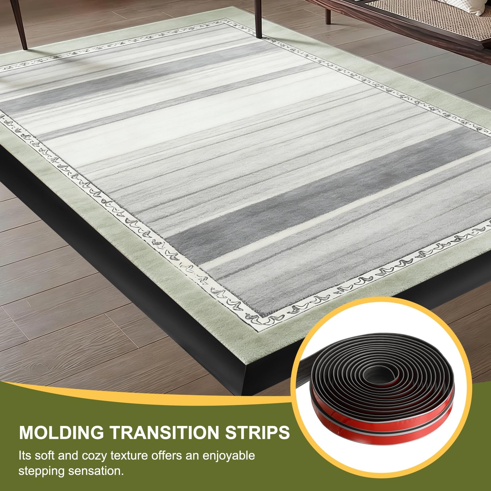 sourcing map Bande de transition de sol, 6 m x 5 cm x 0,79 cm, bande autocollante en forme de T pour interstices de sol, transition de moquette, gris