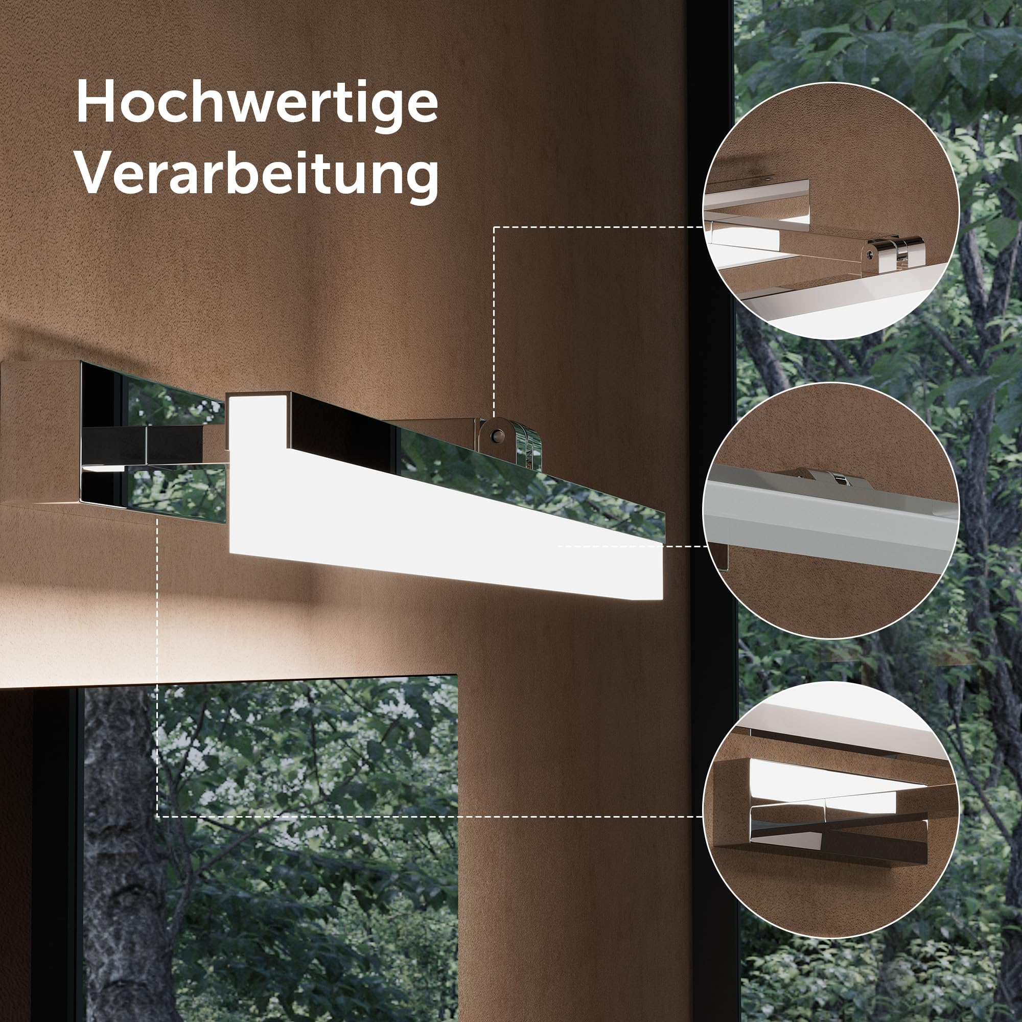doporro Spiegelleuchte Bad 180° drehbar 60cm LED Spiegellampe Badezimmer | 6000K Badlampe Wand über Spiegel Kaltweiß Badezimmerleuchte 14W Spiegelschrank Beleuchtung, Chrom, Luxaris