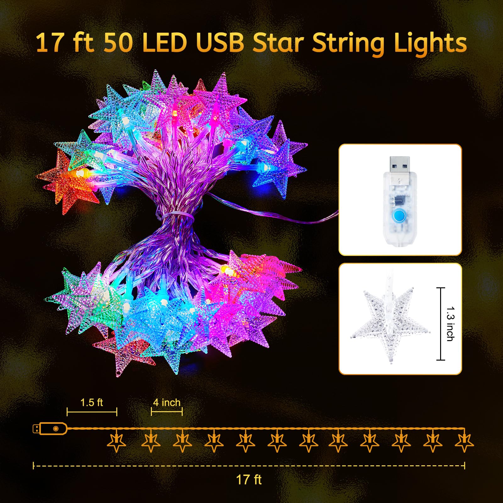 Amazon.com: Minetom Color Changing Star String Lights - 17