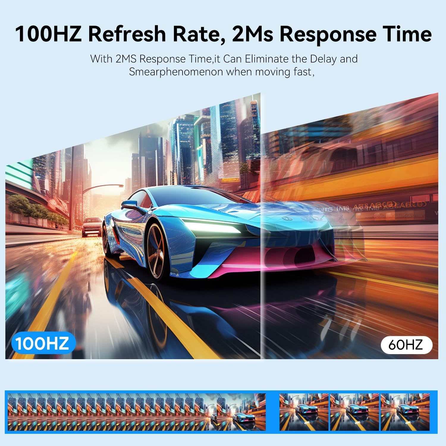 Kenowa 23.8" Large Portable Monitor 100Hz IPS FHD 1080P Freesync USB-C HDMI Gaming Monitor, External Display Dual Speakers Adjustable Stand for PC,Laptop,Mac,Phone,Game Consoles