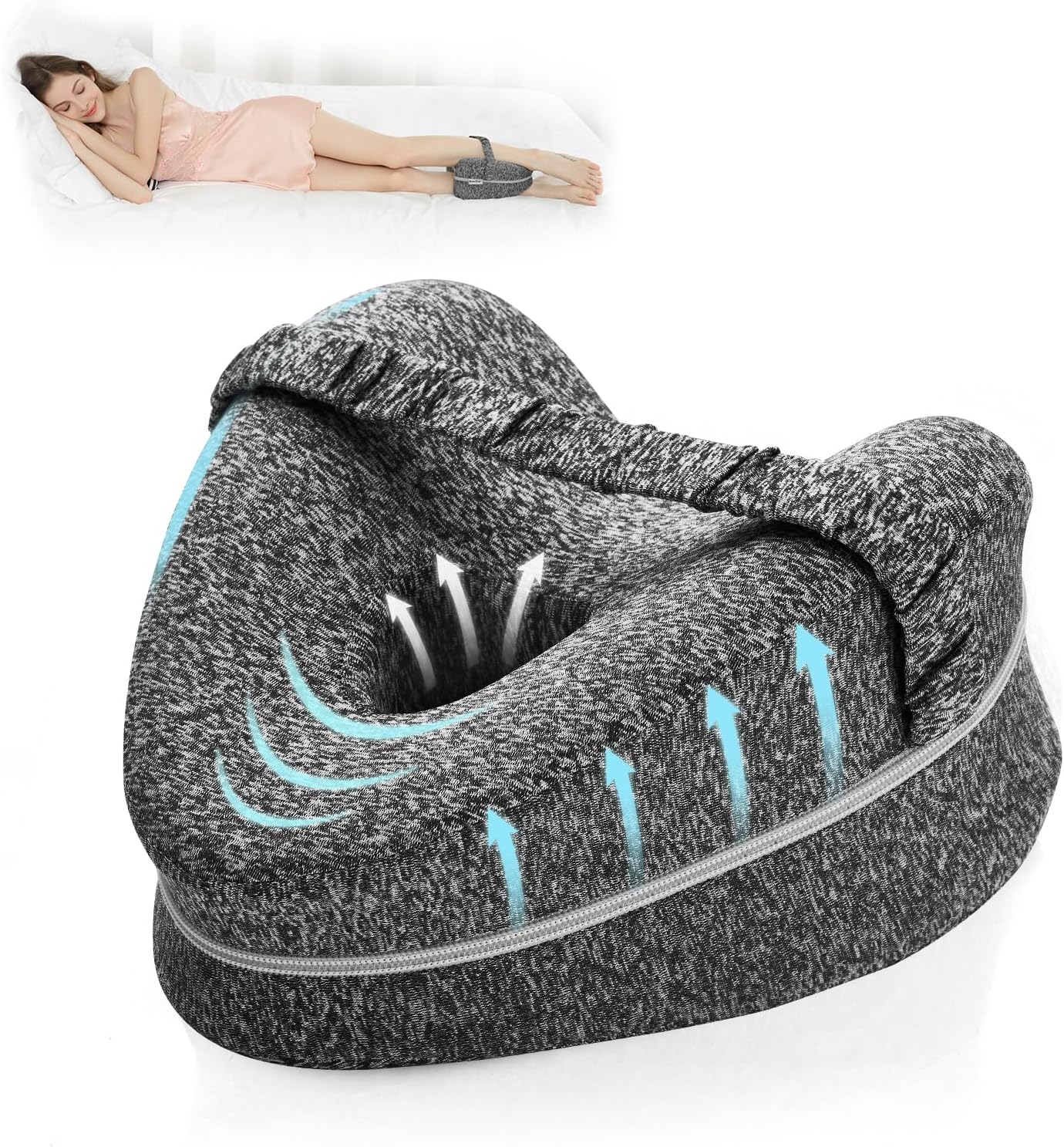 CASAFUN Memory Foam Knee Pillow For Side Sleepers With Removable Washable Cover Leg Pillows For Relief Twisted Spine Leg Numbness Back Joint