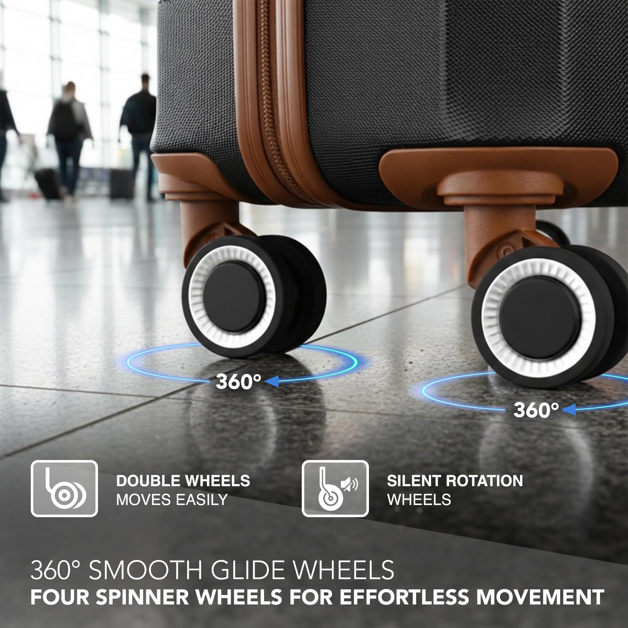 LUGG - Jetset 40cm Suitcase - 40x30x20cm- Ryanair Compatible - Underseat Size - Hard Shell ABS - Spinner & Removable Wheels - Lightweight Travel Luggage- Cream/Brown — view 15