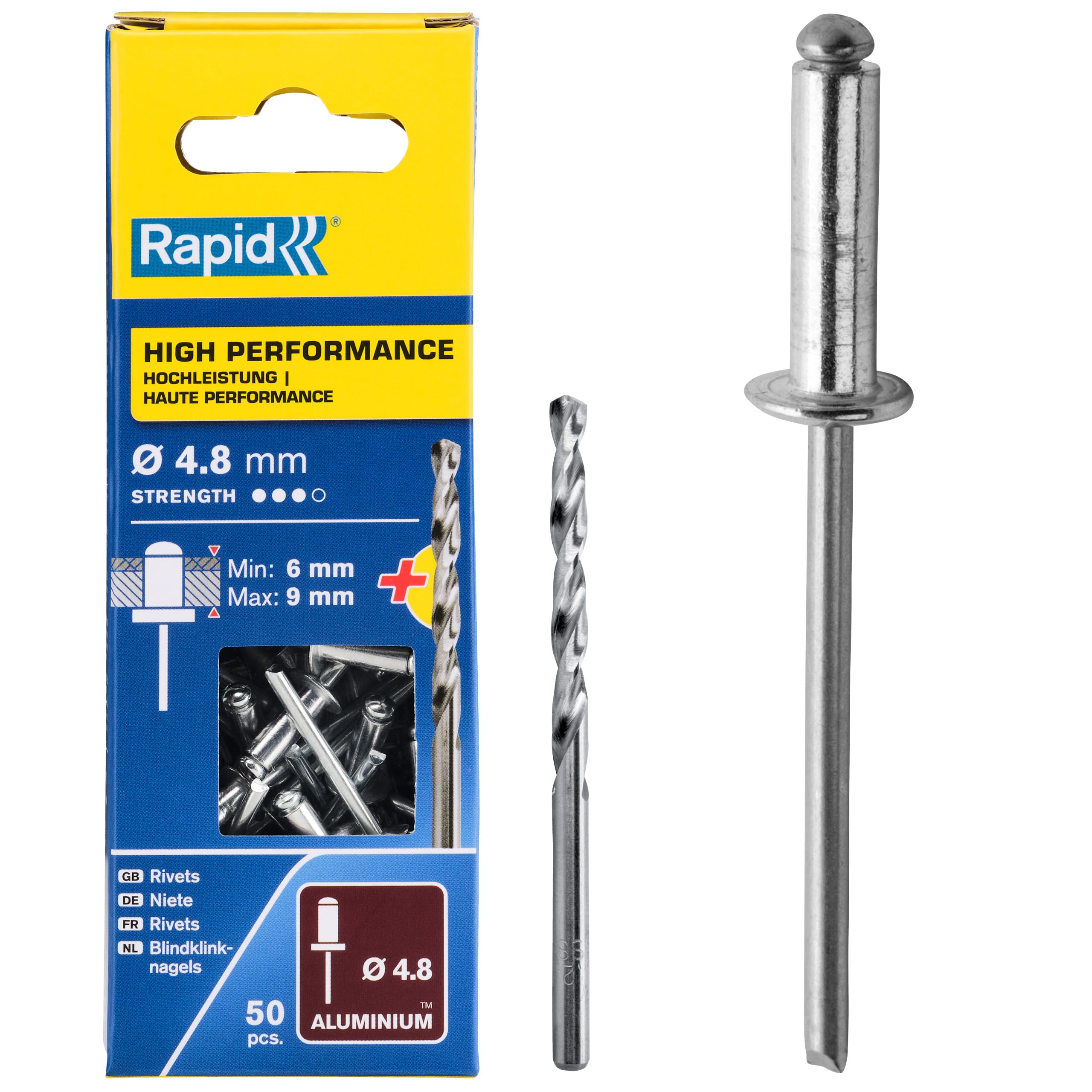 Rapid High Performance Rivets 4.8mm 12mm Pack of 50
