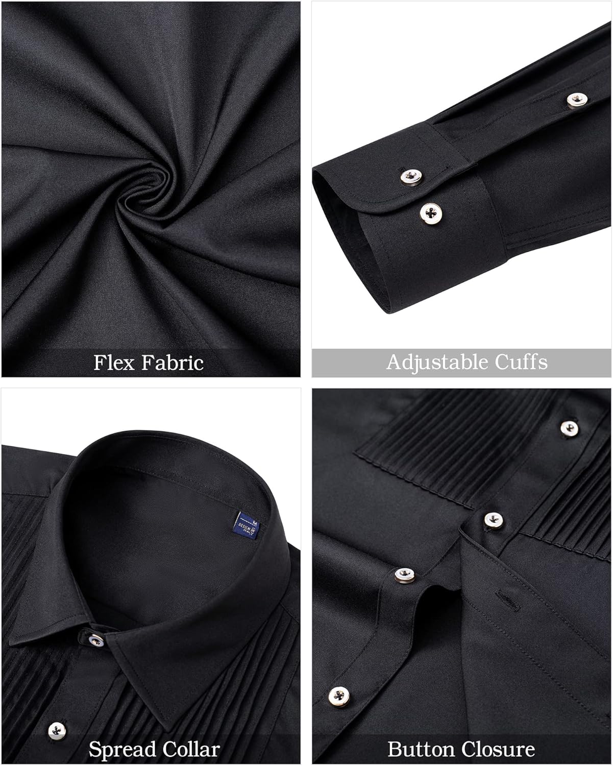 J.VER Men's Tuxedo Shirt Formal Dress Shirt Pleated Long Sleeve Button Down Shirts for Prom Party Wedding - Image 5