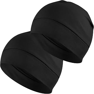 Headshion 2-Pack Cotton Skull Caps for Men Women - Lightweight Breathable Beanie Sleep Hats Helmet Liner