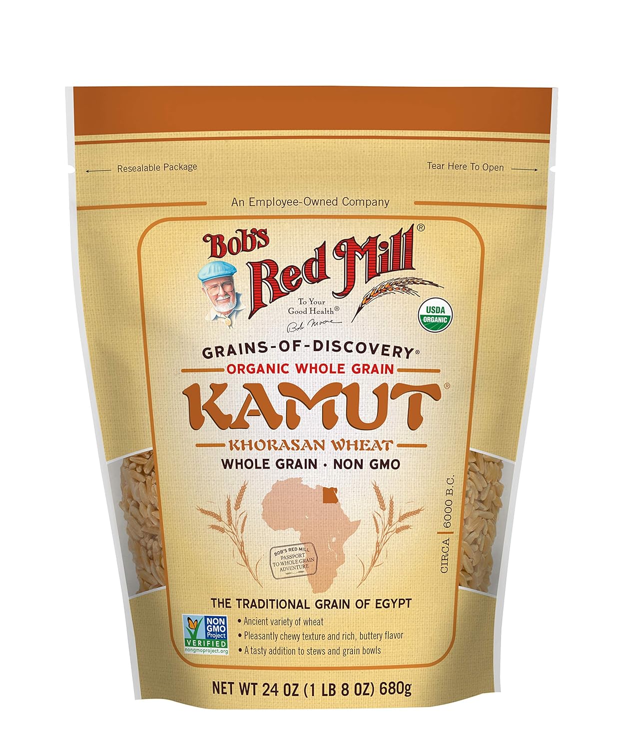 Bob's Red Mill Organic Kamut Berries, 24oz (Pack of 4) - Organic, Non GMO, Whole Grain, Vegan, Kosher