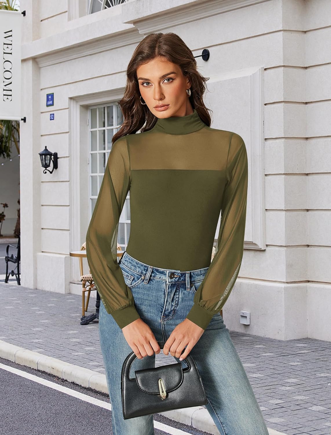 Avidlove Long Sleeve Body Suits Womens Mesh Turtleneck Bodysuit Thong Dressy Going Out Bodysuits Top Fall Outfits - Image 6