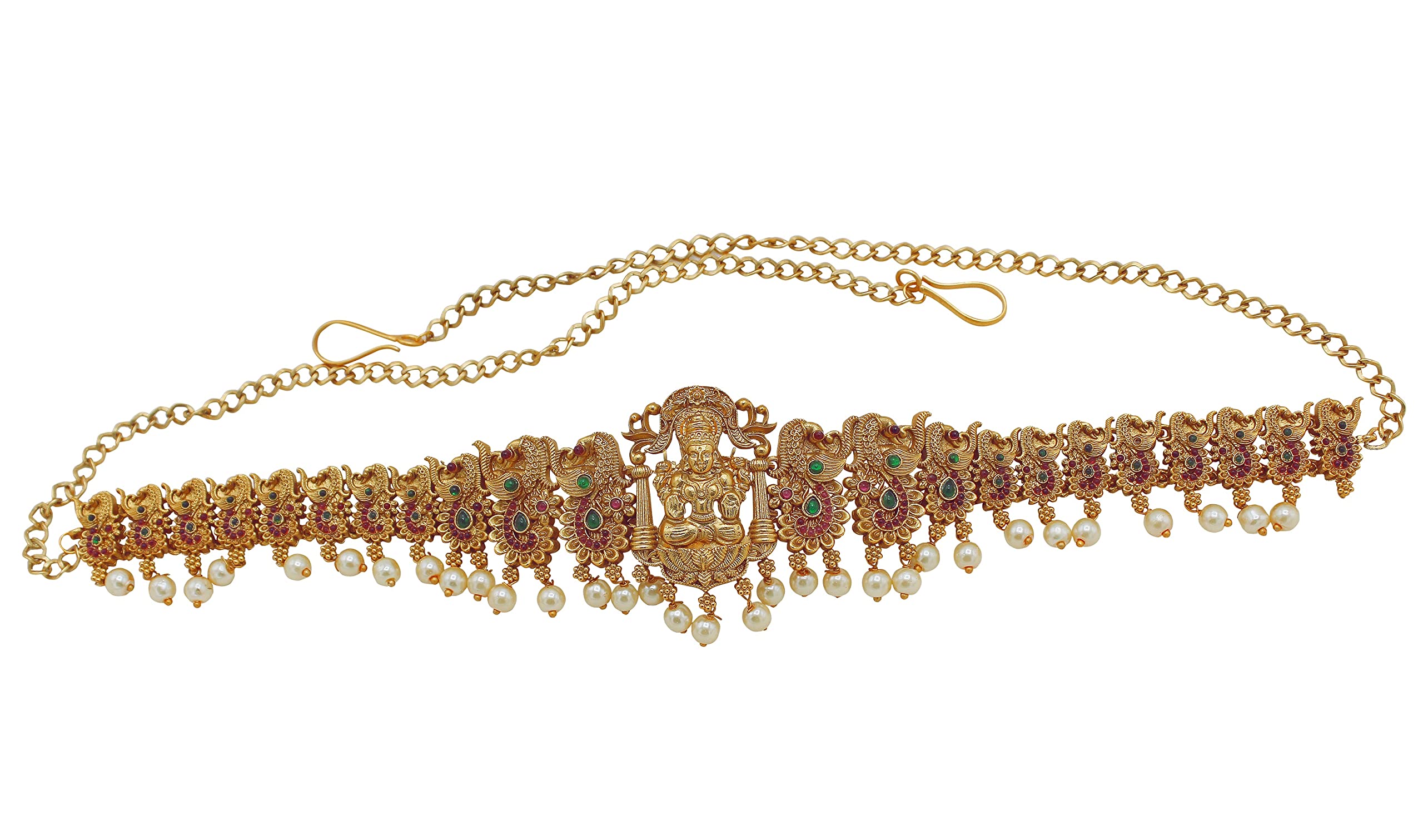Nagneshi Art Gold-Plated Stone Studded Luxmi Kamarbandh Belly-Chain Tagdi for Women & Girls (B0BW94S7WX) Amazon Price History, Amazon Price Tracker