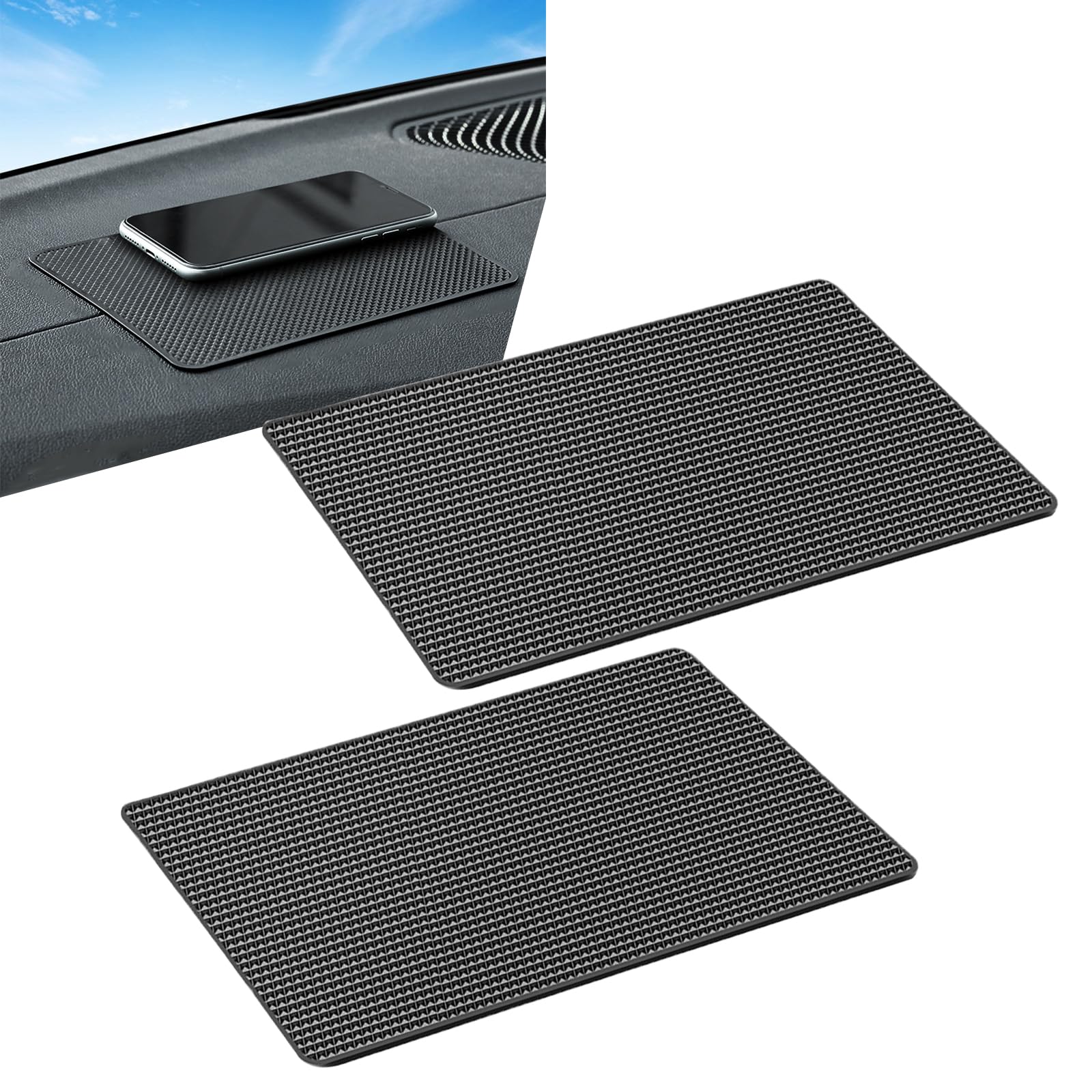 Car Dashboard Anti-Slip Pad – PVC Sticky Mat For Phones, Keys, Coins | 7.1x5.1 Inch Non-Slip Organizer For Cars, Trucks, SUVs