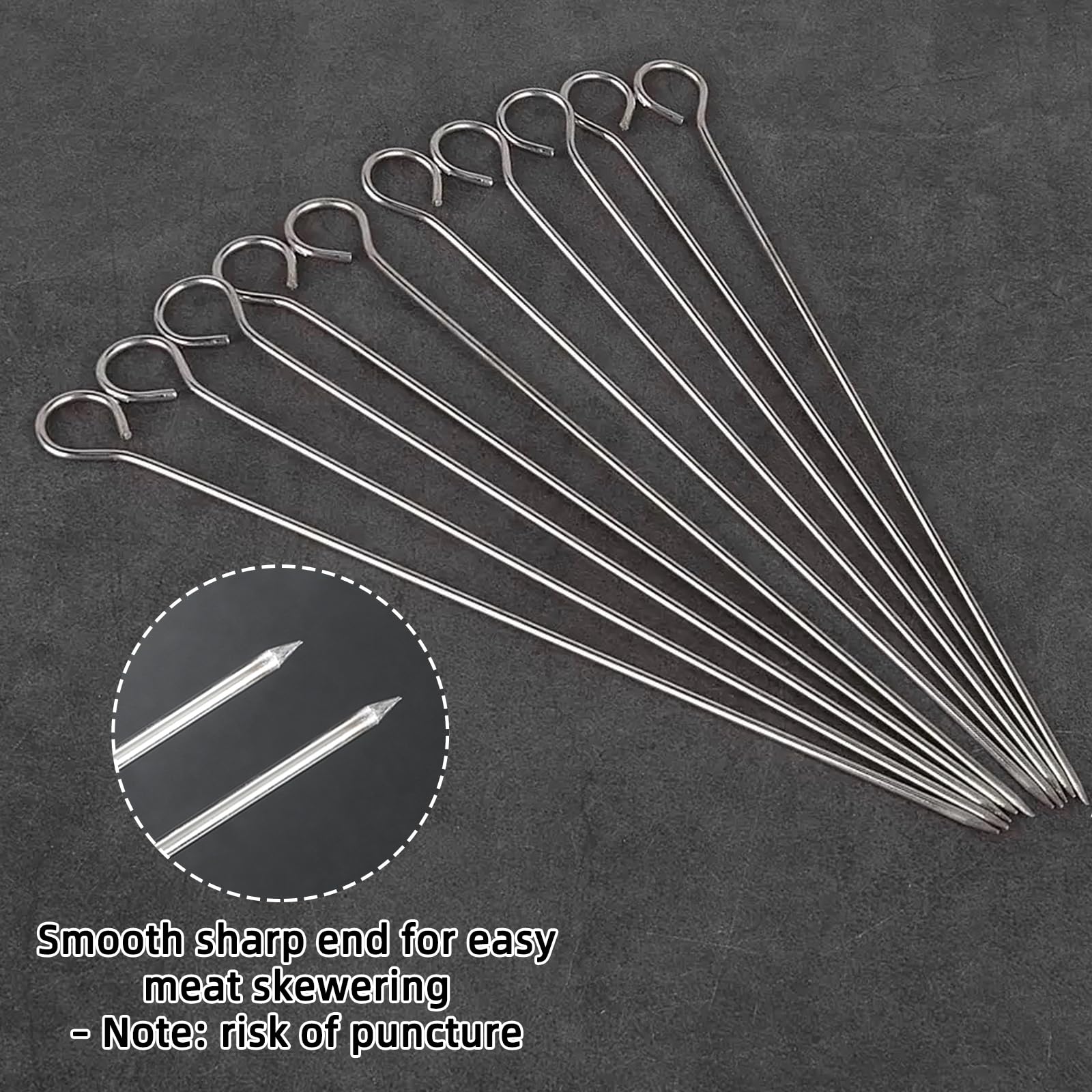 Spiedini per barbecue, in acciaio inox, 20 cm, per barbecue, barbecue, frutta, verdura, 30 pezzi