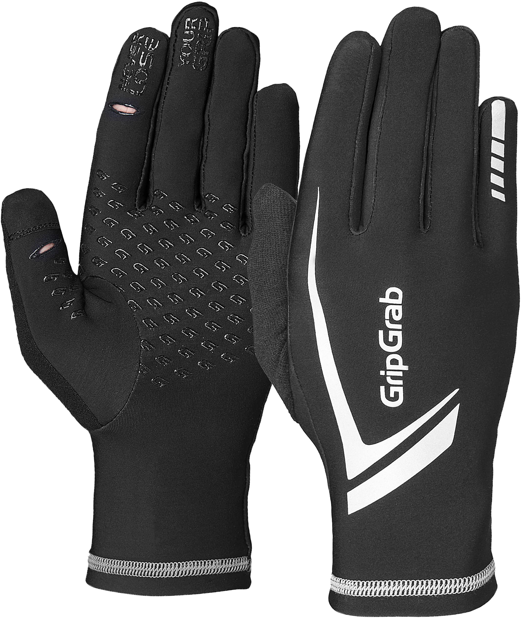 GripGrab Running Expert Winter Thermal Full-Finger Touchscreen Gloves - Highly-Visible, Sweat-Wiper, Black, Neon HiViz