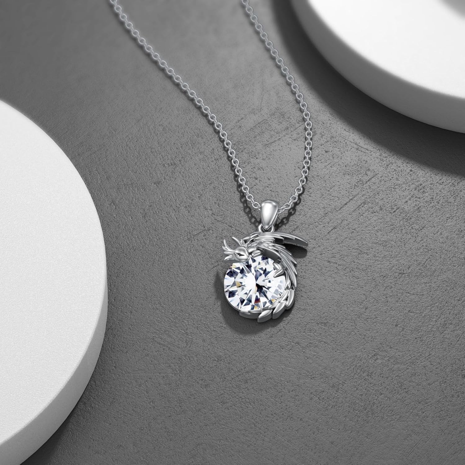 LONAGO Dragon Necklace with Birthstone Sterling Silver Wyvern Dragon Pendant Necklace Gift for Women - Image 3