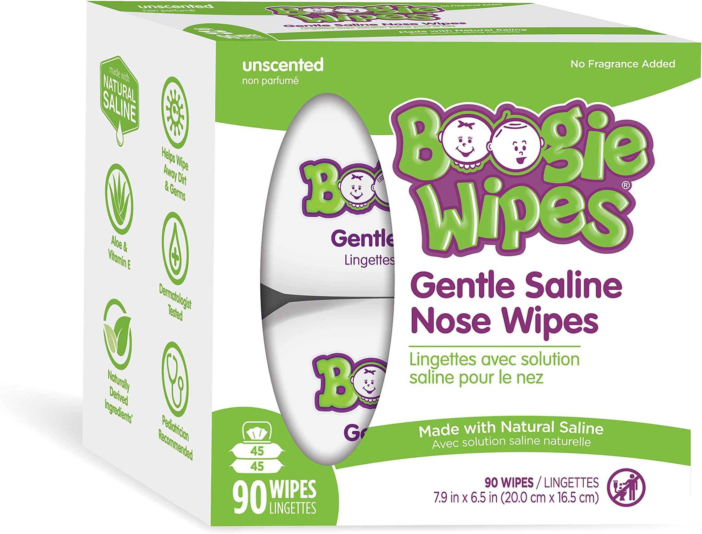 Saline Nose Wipes by Boogie, for Baby & Kids, Face, Hand