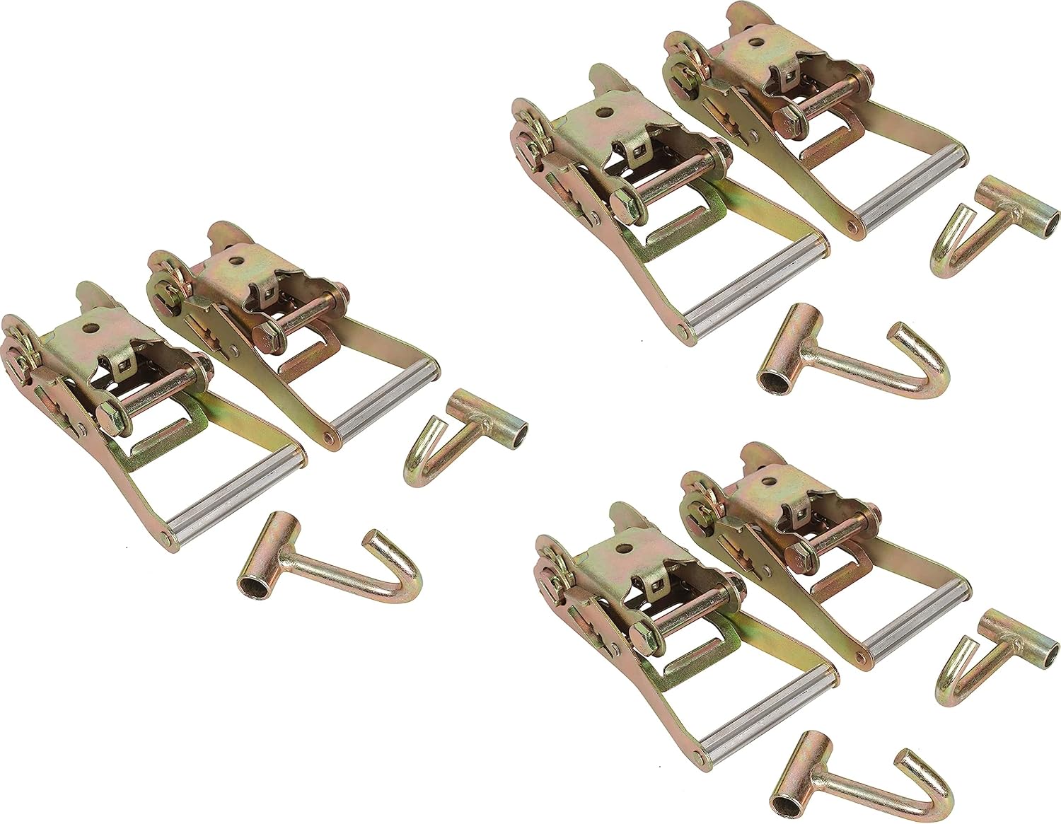 2" Ratchet Strap Handle & J Hook f Race Car Hauler Tow Dolly Tie Down Strap (6 Pack)