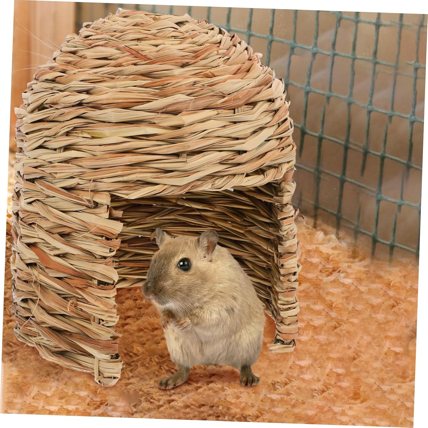 Totority Grass House for Rabbits Guinea Pigs Natural Hideout Sleeping Nest Portable Woven Hay Bed for Small Animals Cozy Playhouse for Bunnies Chinchillas Ferrets
