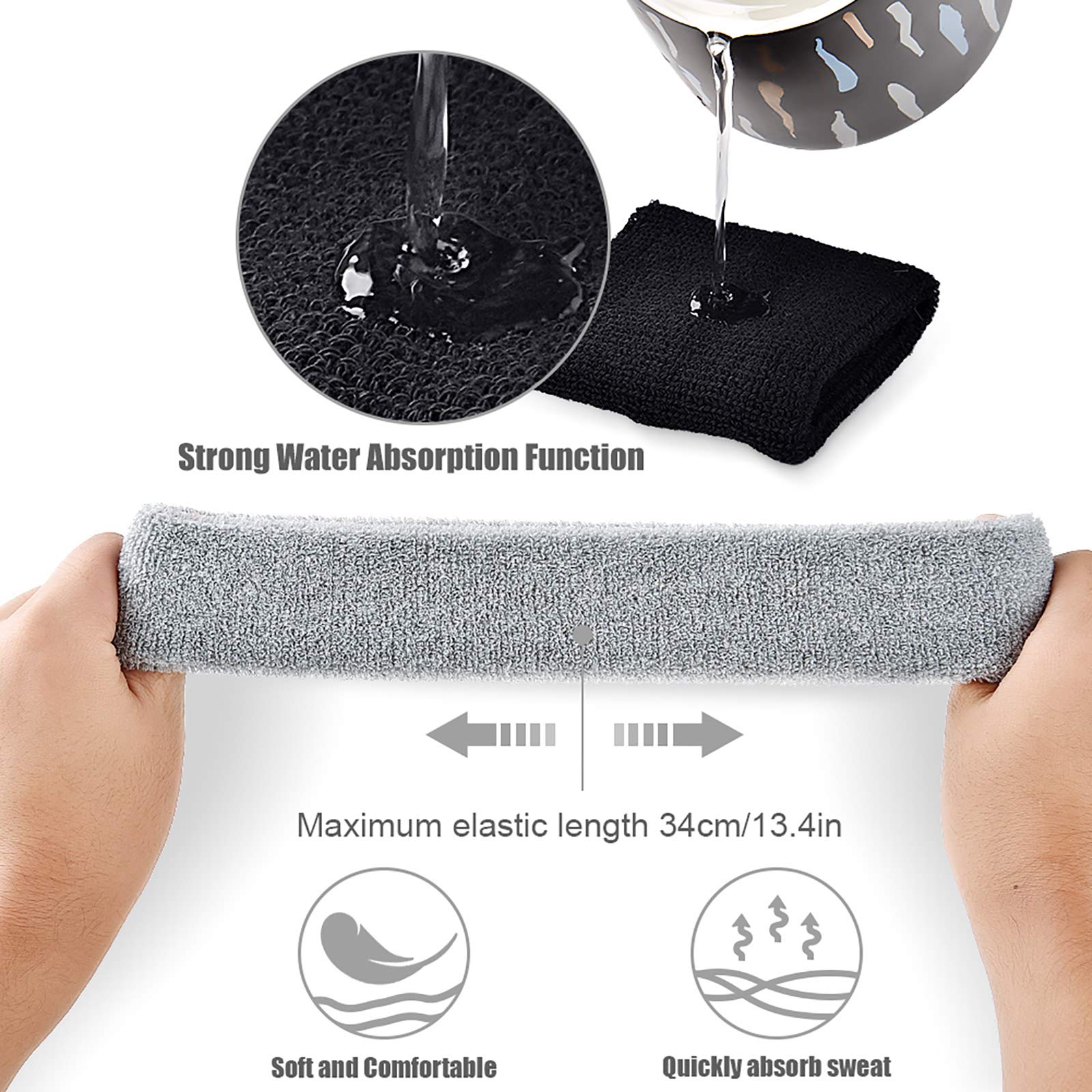 Set Fasce Sportive Per Bambini | 2 Braccialetti + 1 Fascia | Assorbente Sudore Per Basket E Calcio - Foto 2