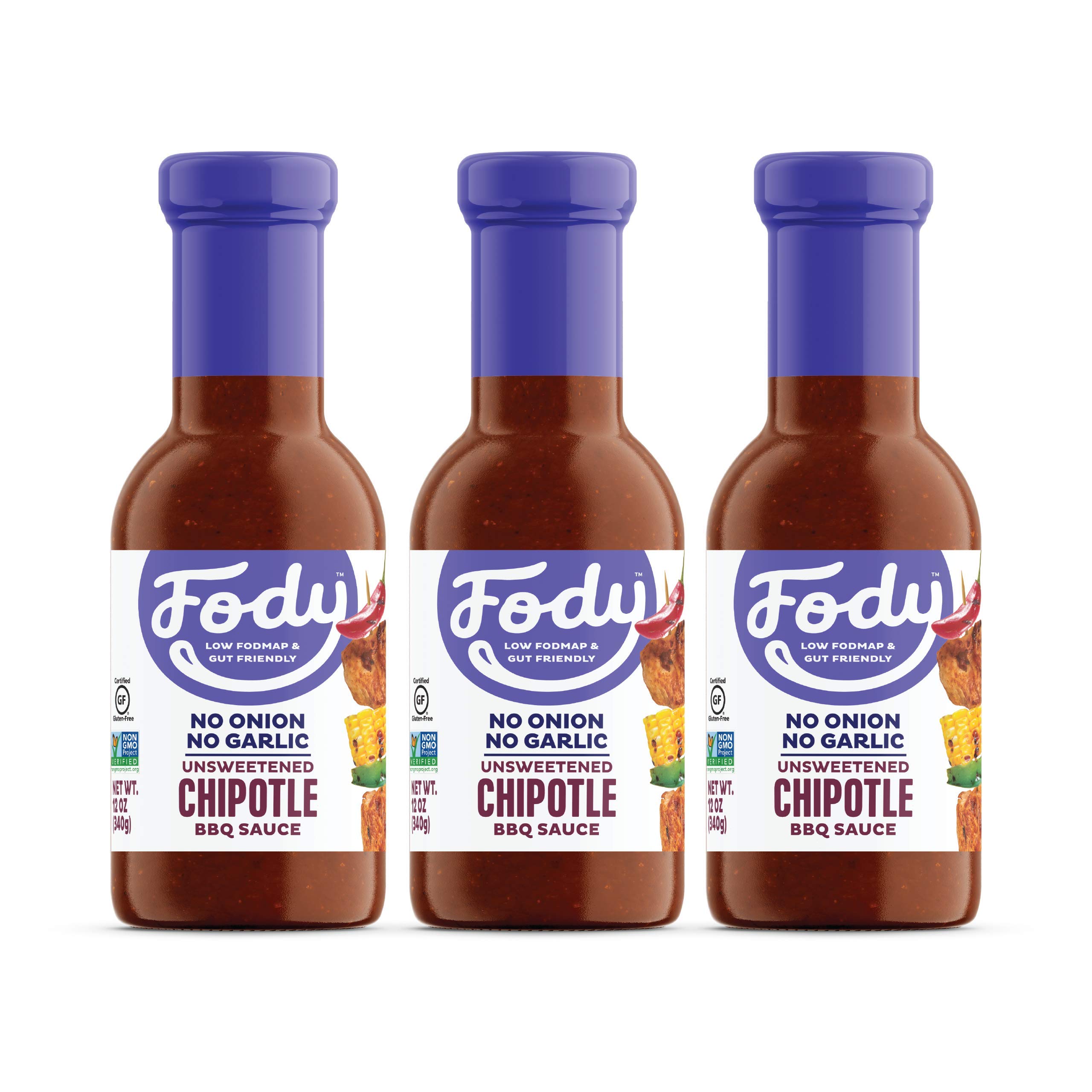 Fody Foods Unsweetened Chipotle BBQ Sauce | Low FODMAP Certified | Gut Friendly, No Onion, No Garlic