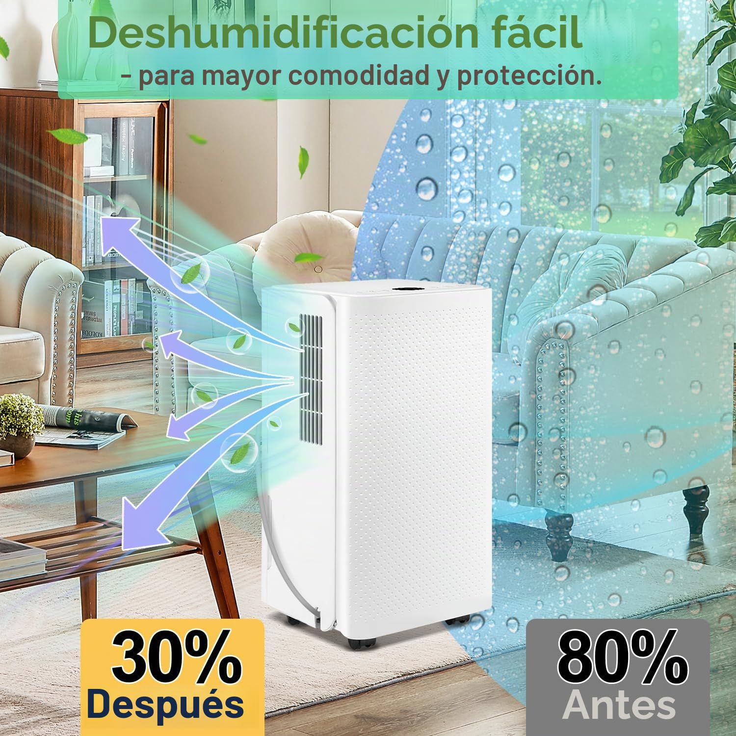 Deshumidificador Rendimiento de deshumidificación de 16 l/12 h - para un tamaño de habitación de aproximadamente 15-25 m² - con 4 modos de funcionamiento, función de descongelación