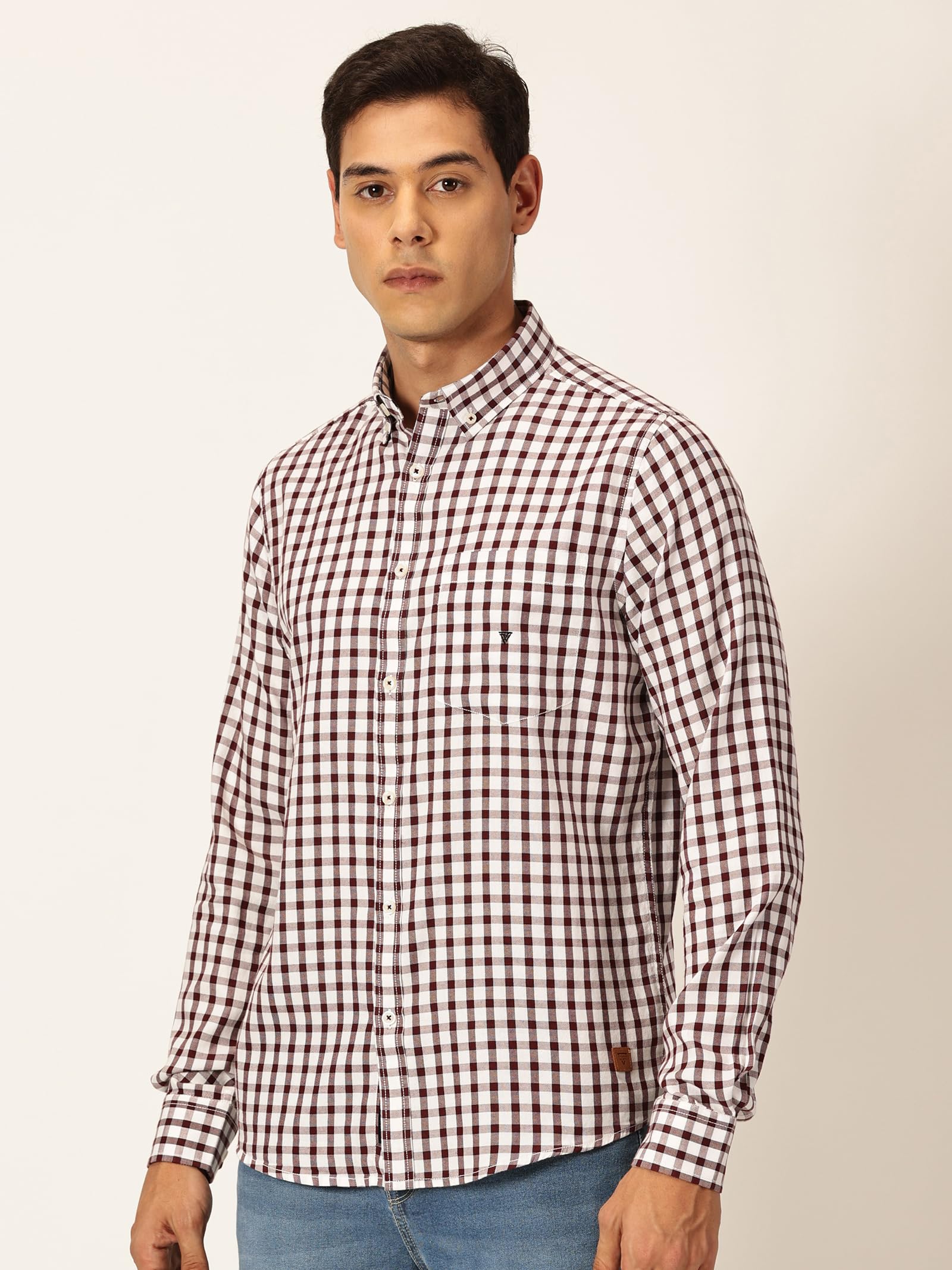 Thomas Scott Uomo 100% Cotone Maniche Piene A Scacchi Camicia Casual