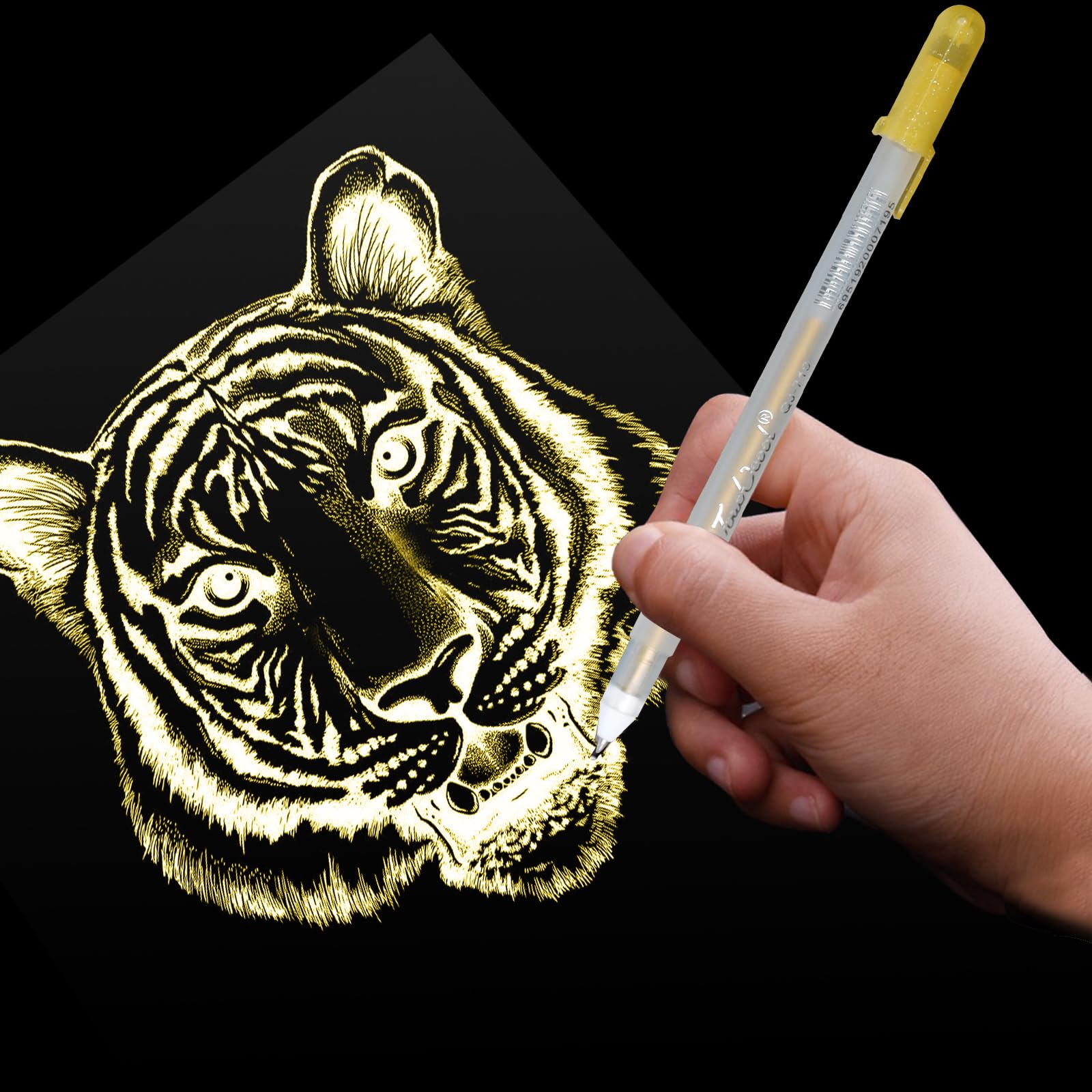 Fine Point Gold Gel Pen Set, 12 Pcs Exam Gold Ink Pens, 0.8 mm Fine Line Drawing Pens, Fine Tip Highlight Sketching Pens - Image 4