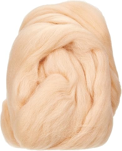Rayher Vellón de lana peinada, color piel neutro, 100% lana de oveja, 50 g, 5360083