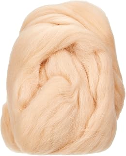 Rayher Vellón de lana peinada, color piel neutro, 100% lana de oveja, 50 g, 5360083