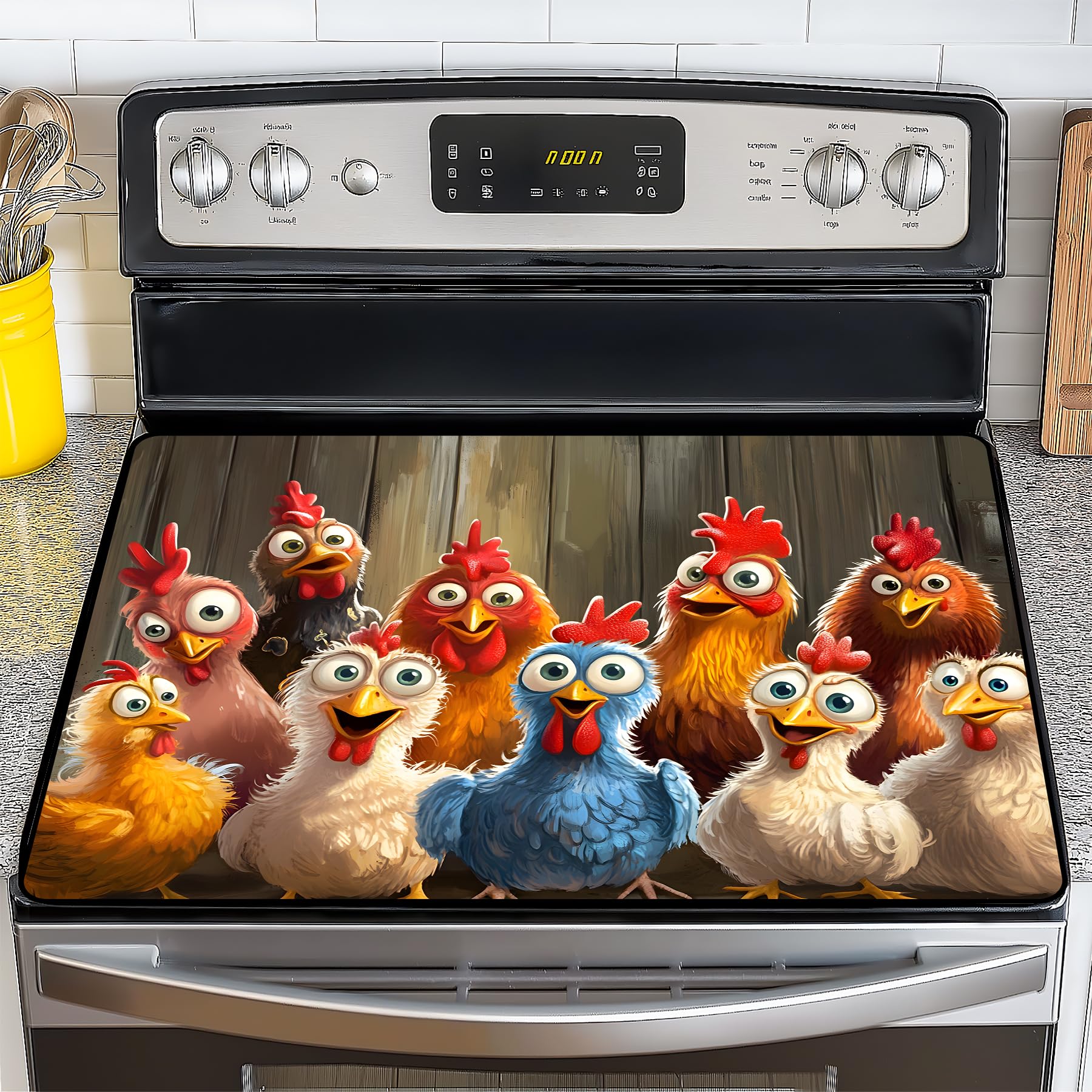 Stove Top Cover for Electric Stove,Glass Stove Top Cover, Heat Resistant Glass Stovetop Protector, Kitchen Decor, Dish Drying Mats for Ceramic Washer Top 28.5x20.5 inch