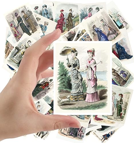 Miniatura 4 de Calcomanías grandes (24 piezas de 2.5 x 3.5 pulgadas) escenas de vida victoriana ilustración de revista vintage