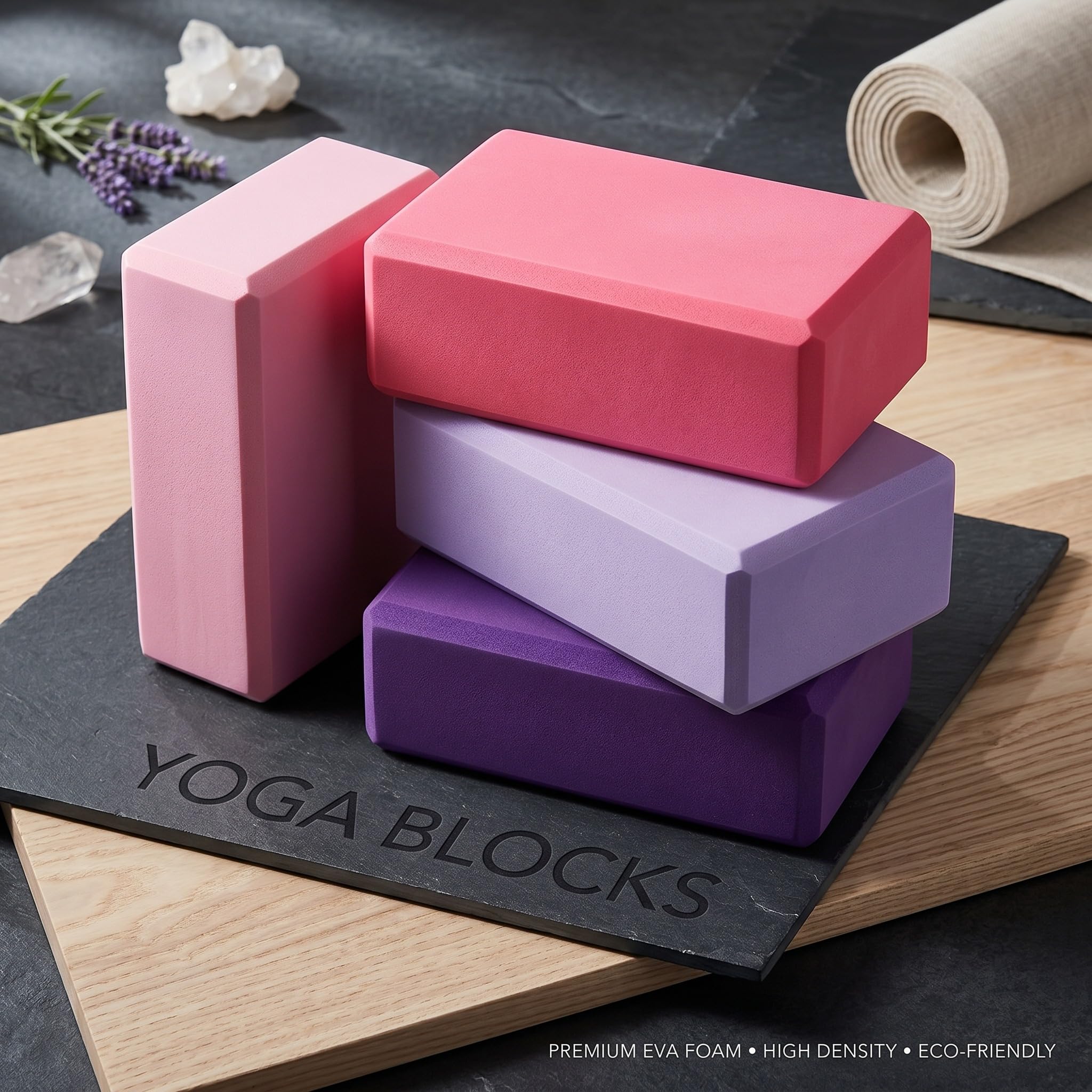 Yoga-Blöcke aus Schaumstoff, EVA, verschiedene Farben, weich, rutschfest, stützend, leicht, Gymnastikblöcke, Stretching-Zubehör für Frauen, Pilates, Meditation, 4 Stück