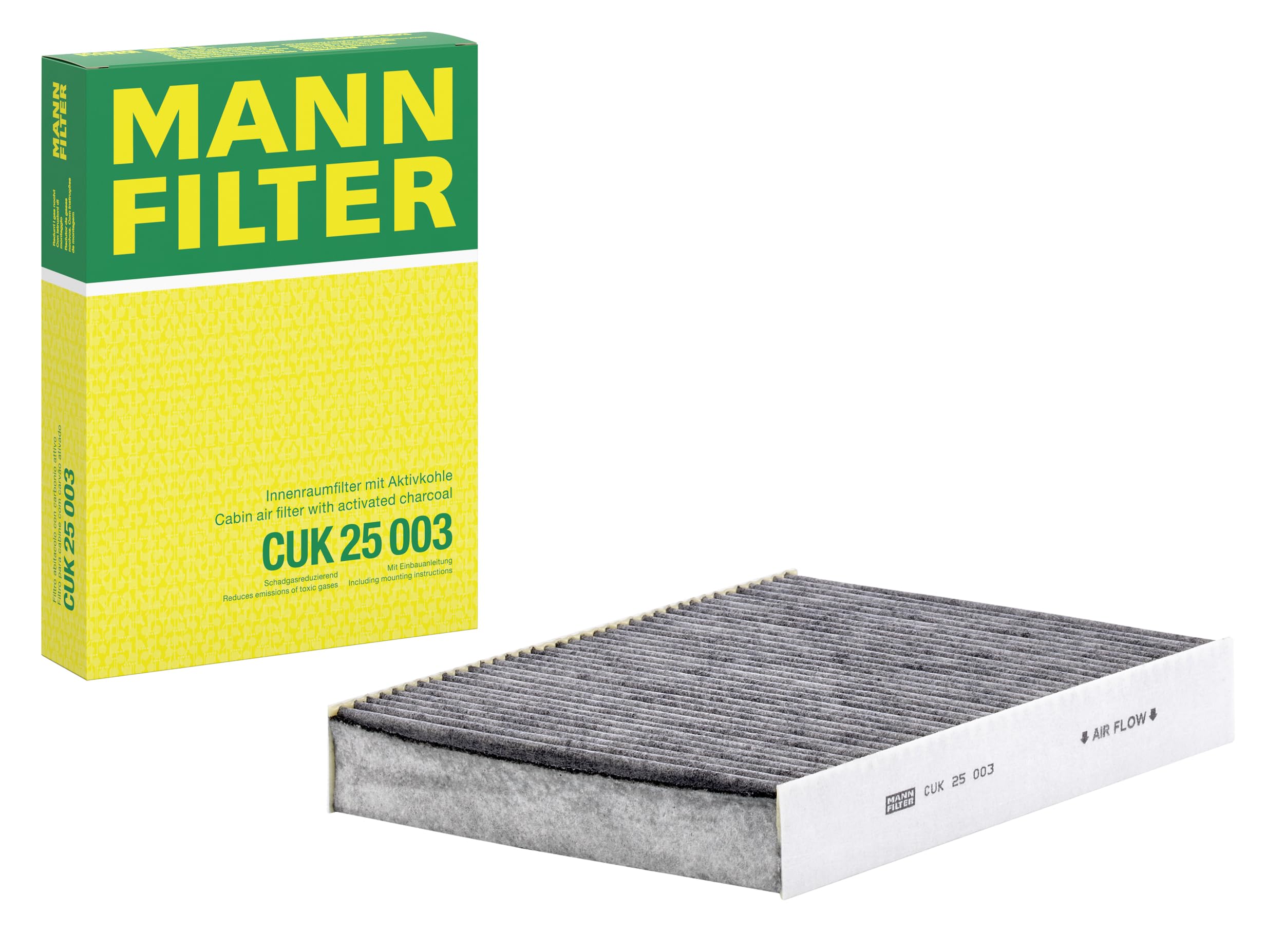 MANN-FILTER CUK 25 003 Filtro aria cabina - Filtro Antipolline con Carbonio attivato - per Autovetture + veicoli commeriali
