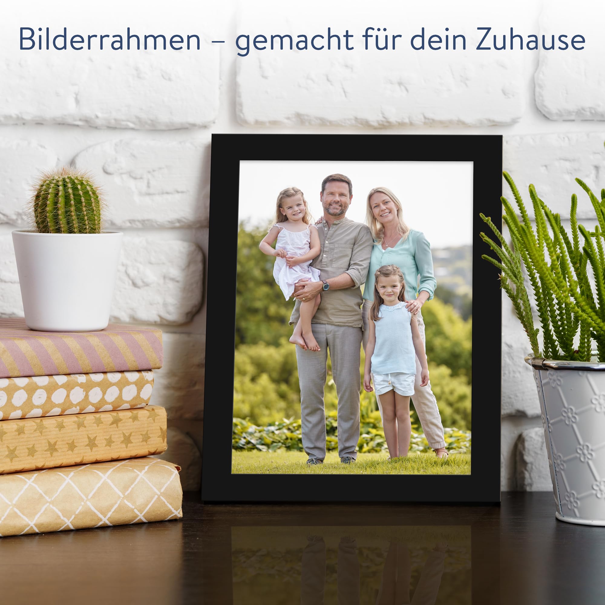 WANDStyle 3er Bilderrahmen Set Schwarz 15x20 cm aus MDF | Im Stil Modern mit Aufsteller und Aufhänger, Fotorahmen Set Made in Germany - H330