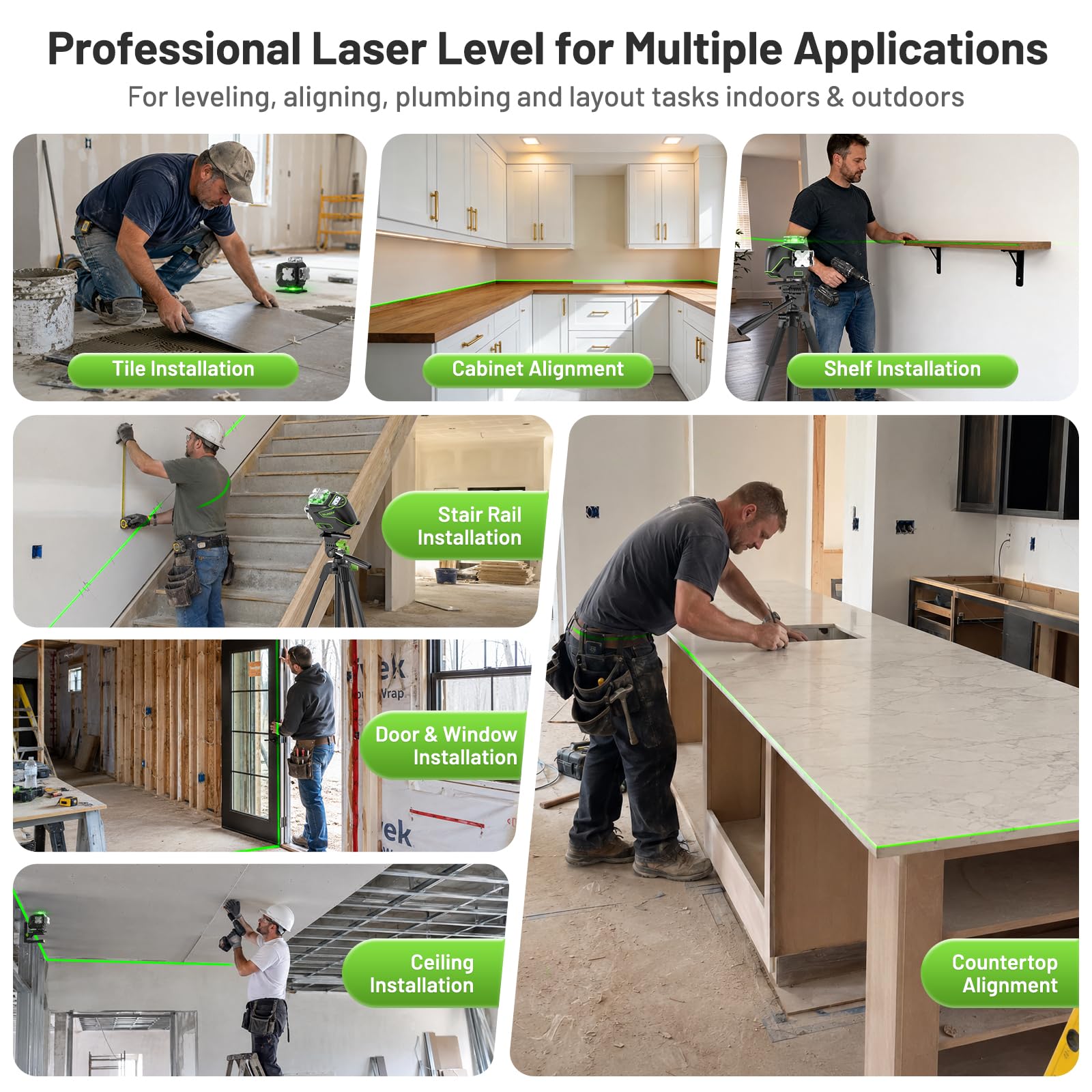 Huepar 4x360 Laser Level - Precise Alignment -4