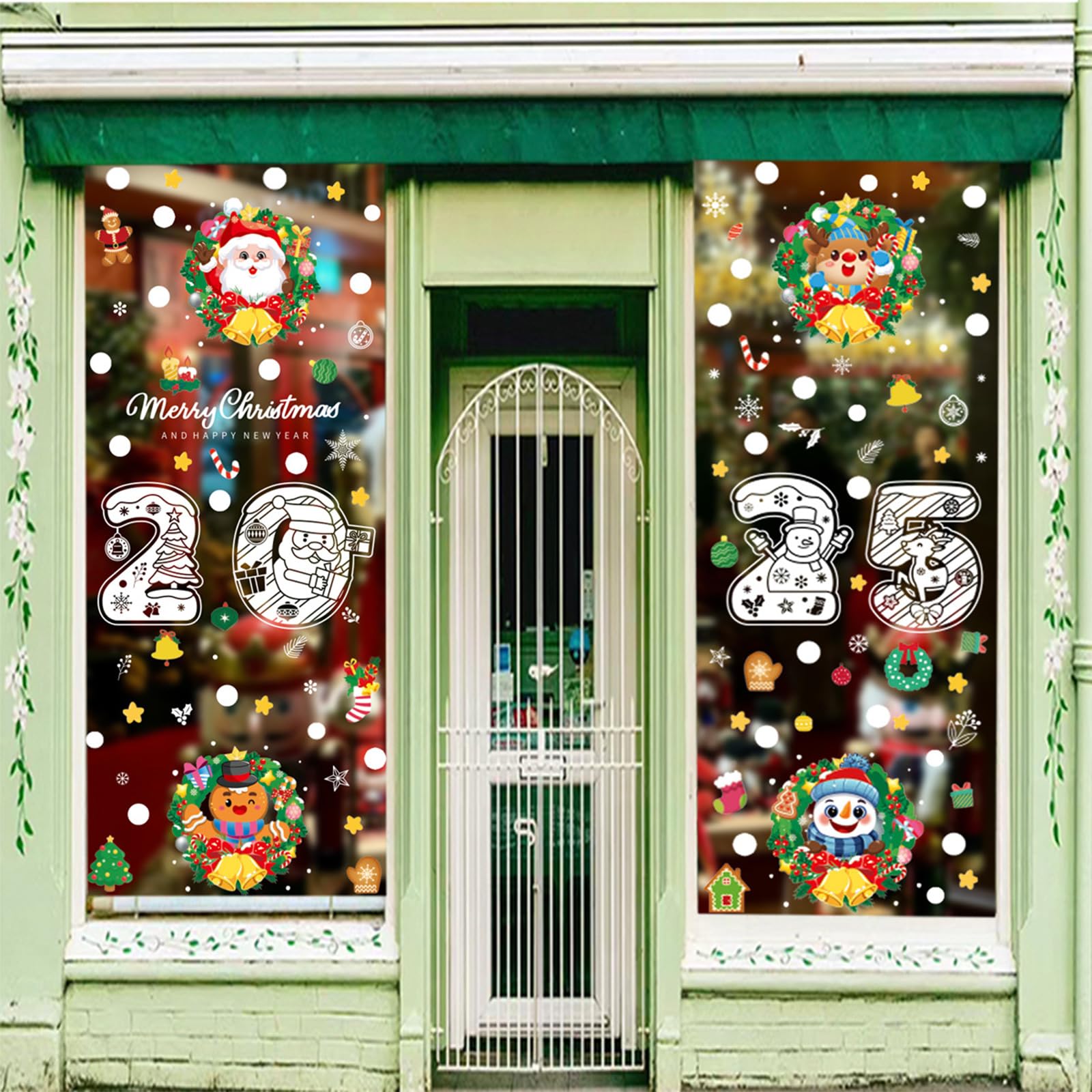 HUANGING Christmas Window Stickers Statics Clings Double-Sided Print Decals for Storefronts Festival Home Decoration Supplies Christmas Embellishments