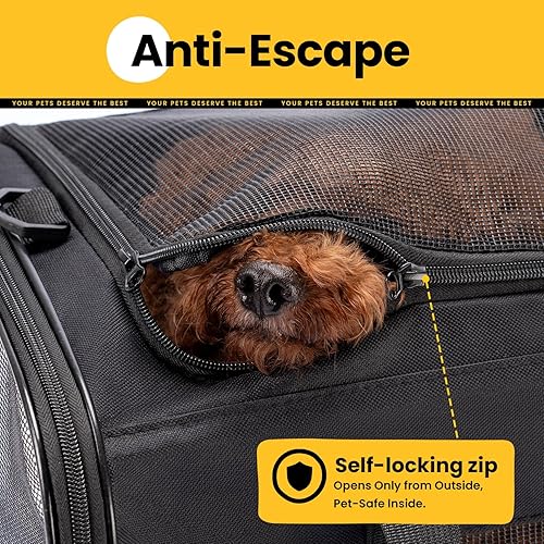 Vista 14 de Bolsa transportadora para gatos, transportador de mascotas de lados suaves para perros con malla de 4 lados, transportador de transporte de gatos