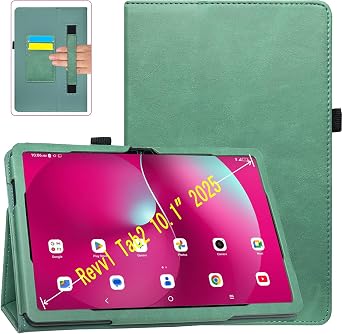 ACdream Case for T-Mobile Revvl Tab 2 10.1" Tablet 2025 Model9185W,NOT FIT 2023 Revvl Tab 5G 10.36", Folio Protective Slim Cover Leather Case,Magnetic Closure, Hand Strap,Card Slots, Green