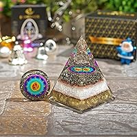 Vista 2 de Juego de pirámide de orgón y piedra de palmera, cristal curativo Leo signo del zodiaco, juego de regalo hecho de pirita para mayor fuerza y calma