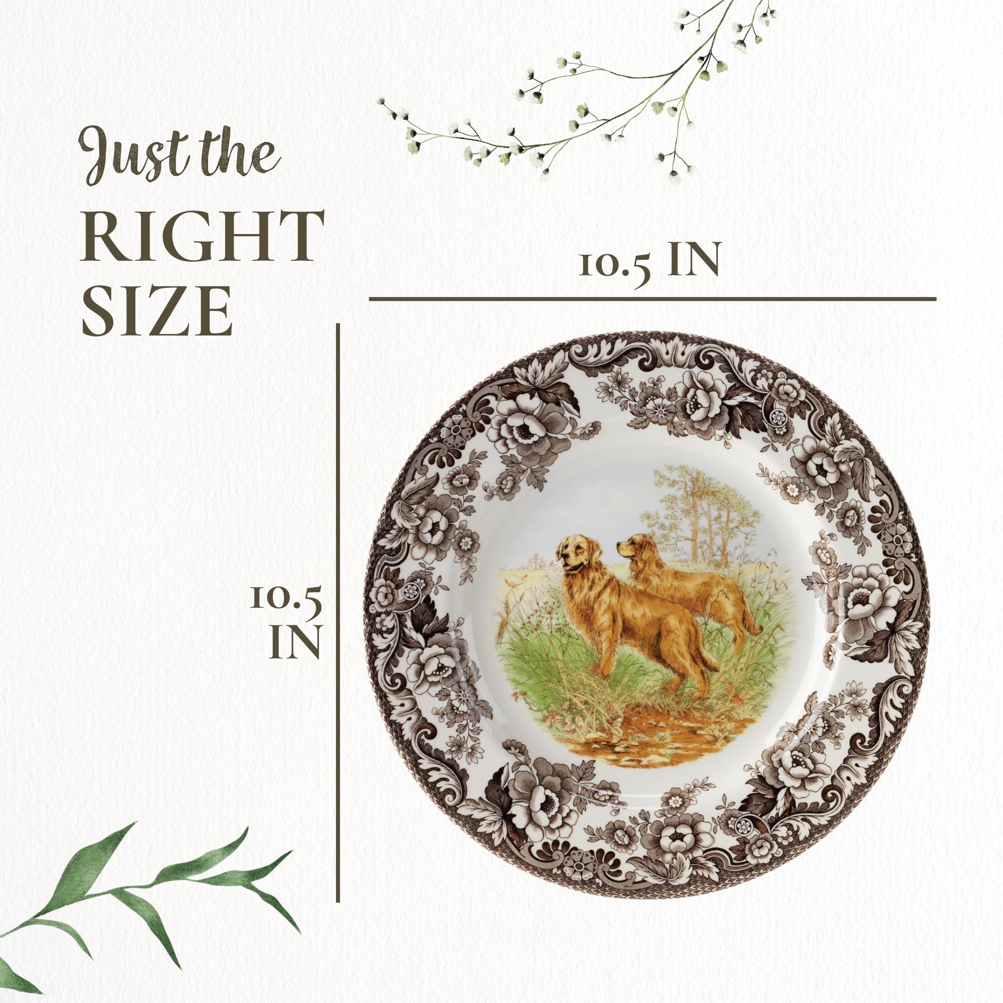 Amazon.com | Spode Woodland Dinner Plate, Golden Retriever, 10.5