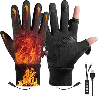 Jhua Heated Gloves for Men Women Winter Gloves for Cold Weather Work USB Electric Heating Glove with Touchscreen Fingers for Motorcycle Cycling Running Driving Fishing