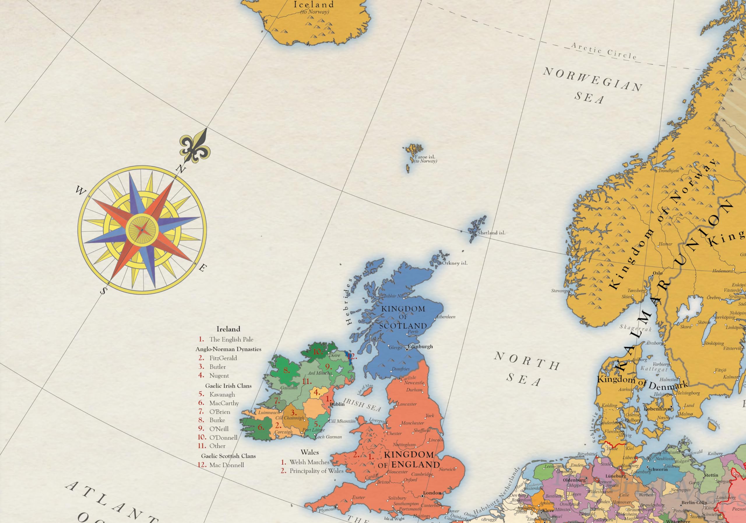 Europe 1500, Carte Historique (100x70cm)