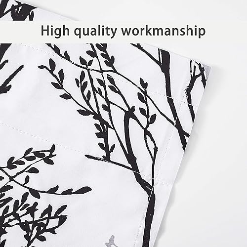 Vista 6 de DriftAway Tree Branch Lined Valance Double Layer Blackout Thermal Insulated Abstract Ink Printing Window Curtain Valance Rod Pocket 52 Inch by 14