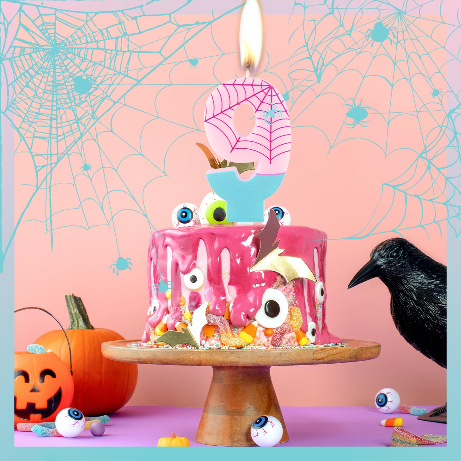 Vela de número de araña, velas de cumpleaños rosas para pastel, velas de cumpleaños número 4, decoraciones de velas para araña y sus increíbles amigos, suministros de fiesta para niños y