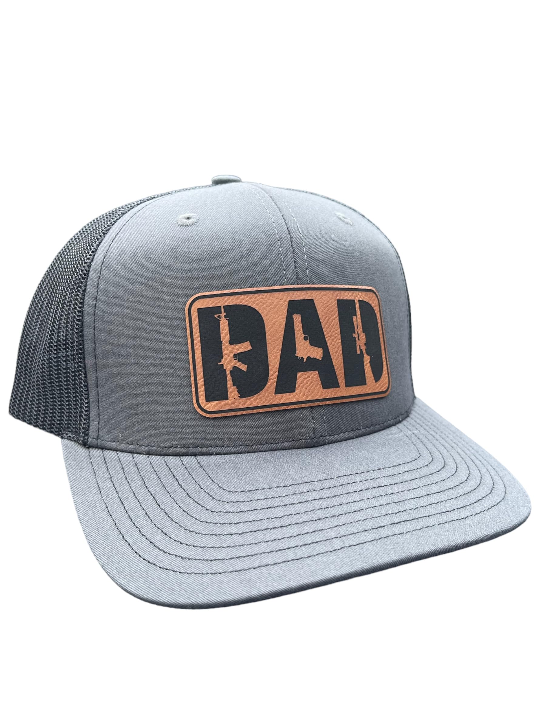 BUBBLEHEAD INK Handmade Gift For Dad, 112 Snapback Trucker Hat, Adjustable Mens Cap with Engraved Leatherette Patch, Fathers Day, Grandpa, Anniversary, 2nd Amendment