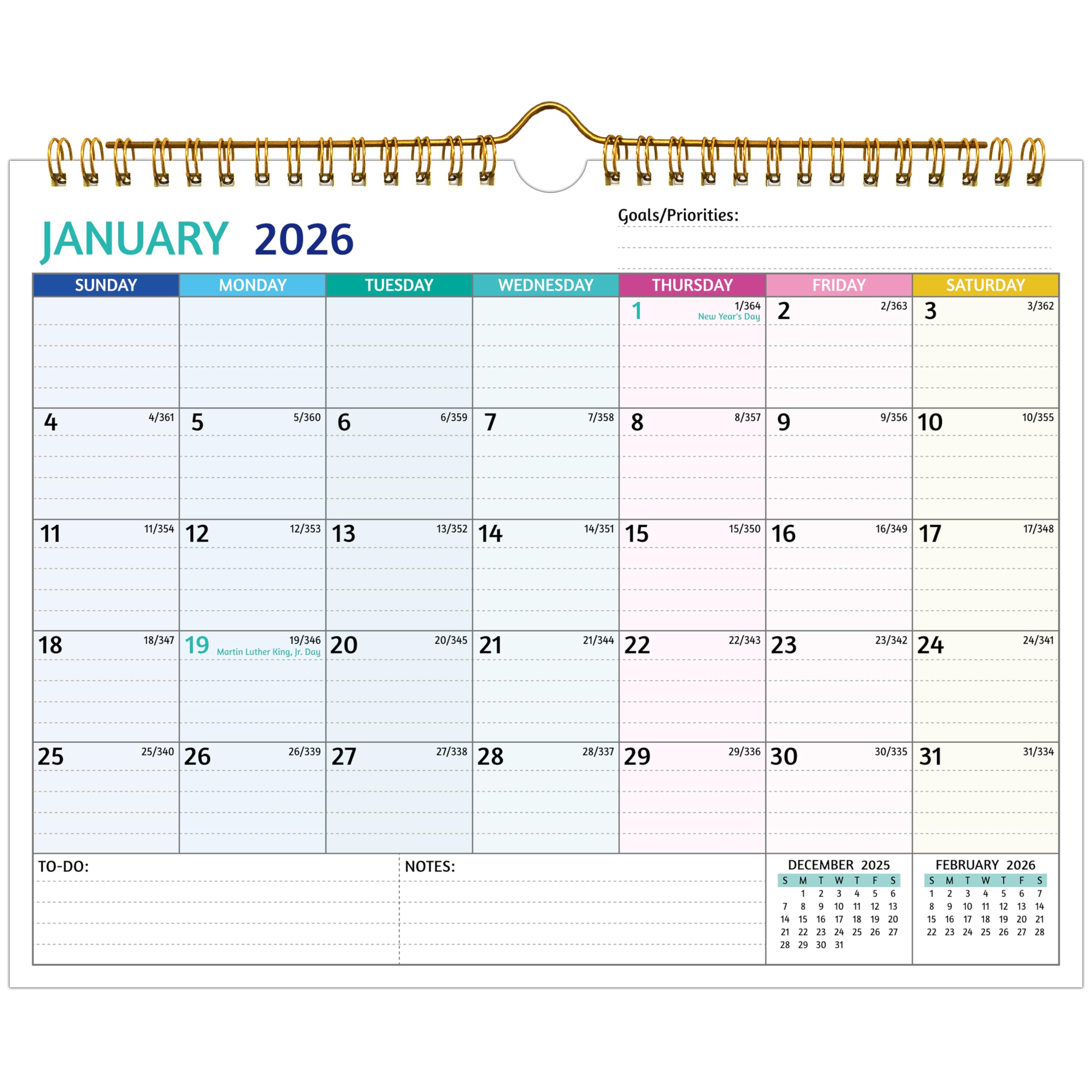 Wall Calendar 2026-2027 – 2 Year Calendar 2026-2027, 11 x 8.5 In, Jan 2026 - Dec 2027, 2026 Calendar 24 Months, Small Monthly Calendar 2026, with Ruled Blocks, Thick Paper, Holidays, To-dos ＆ Notes