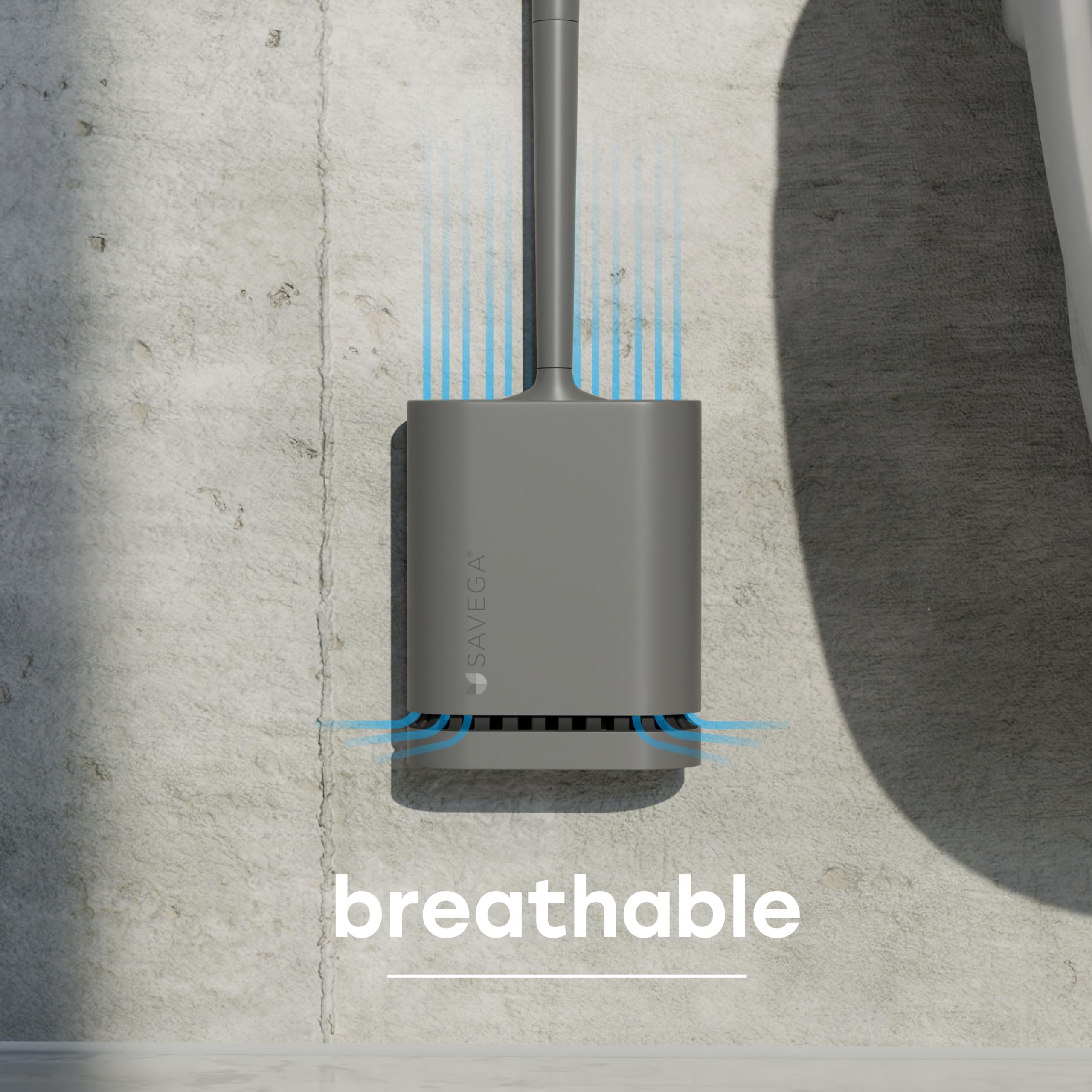 SAVEGA Toilet Brush Silicone - Silicone Toilet Brush Grey with Holder for Wall Mounting - Fast-Drying & Hygienic (1-Pack) - Image 3