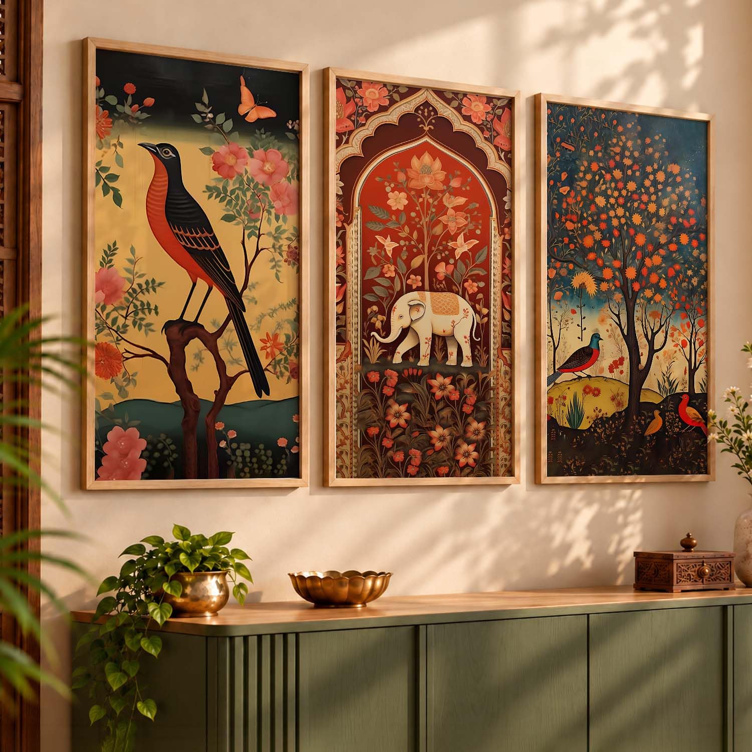 Madhubani Wall Art Set - Indian Home Decor -8 Madhubani Wall Art Set - Indian Home Decor -8