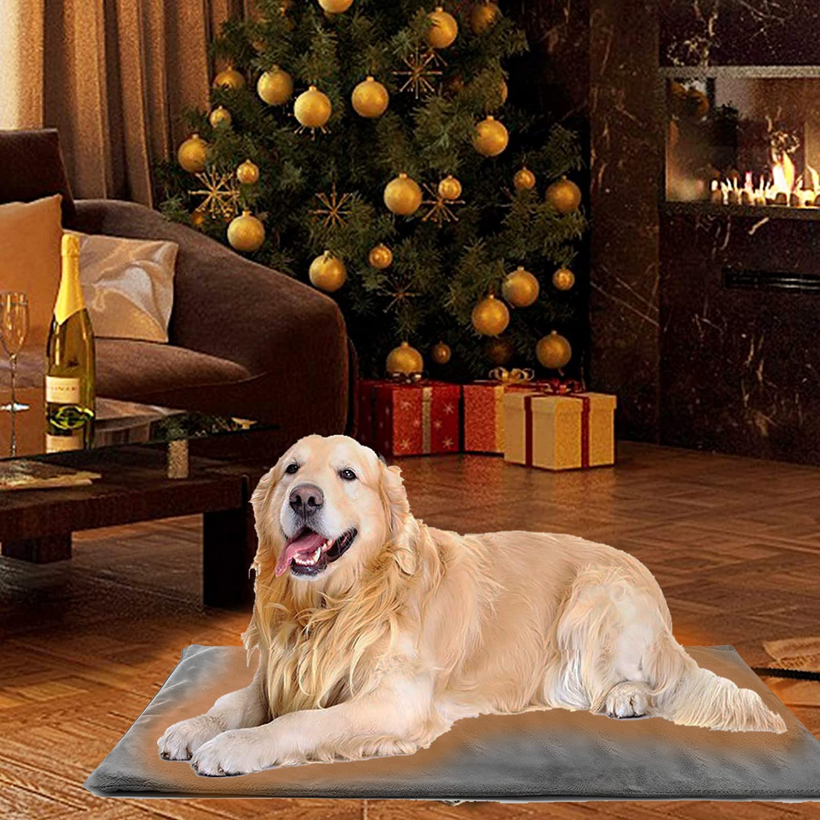 Tapis chauffant pour chats et chiens, 70 x 45 cm, minuterie et température réglables, sûr, couverture de rechange douce et confortable pour nouveau-né/mise bas / chiot/vieux chat et chien