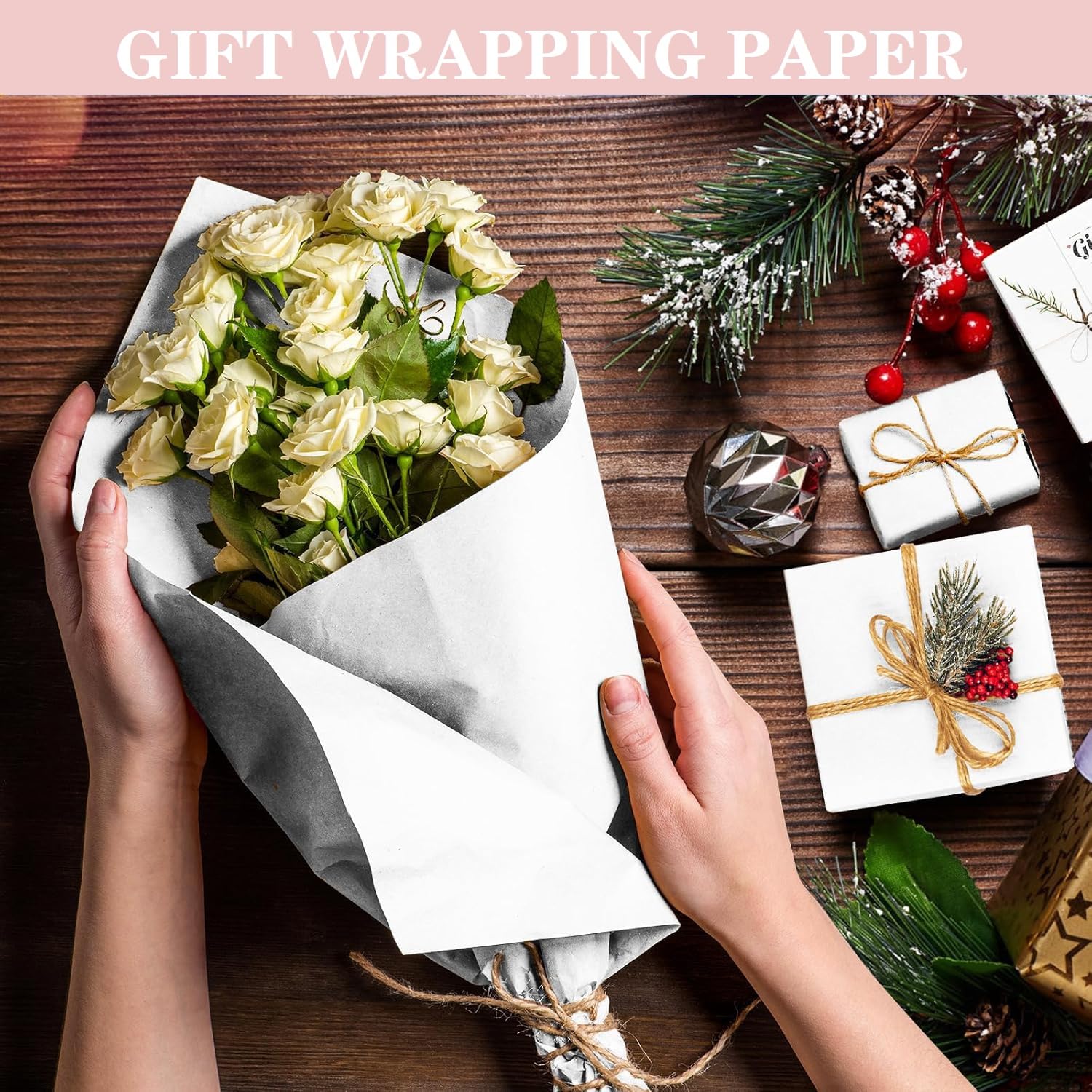 Lot de 200 feuilles de papier kraft blanc en vrac de 45,7 x 61 cm pour arts, dessin, projets de bricolage, emballage cadeau